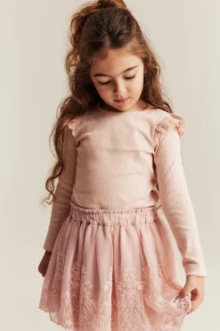 Baby & kids' pink embroidered mesh skirt