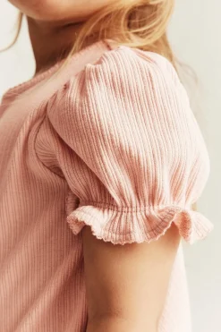 Baby & kids pink short‑sleeve puff top
