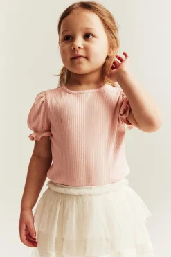 Baby & kids pink short‑sleeve puff top