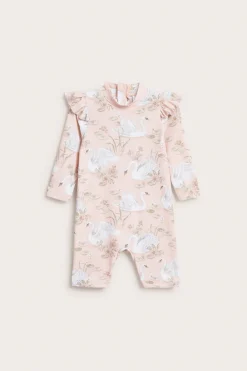 Baby & kids' pink swan UV suit with frills