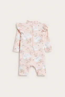 Baby & kids' pink swan UV suit with frills