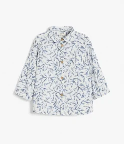 Baby & kids white blue-leafs shirt