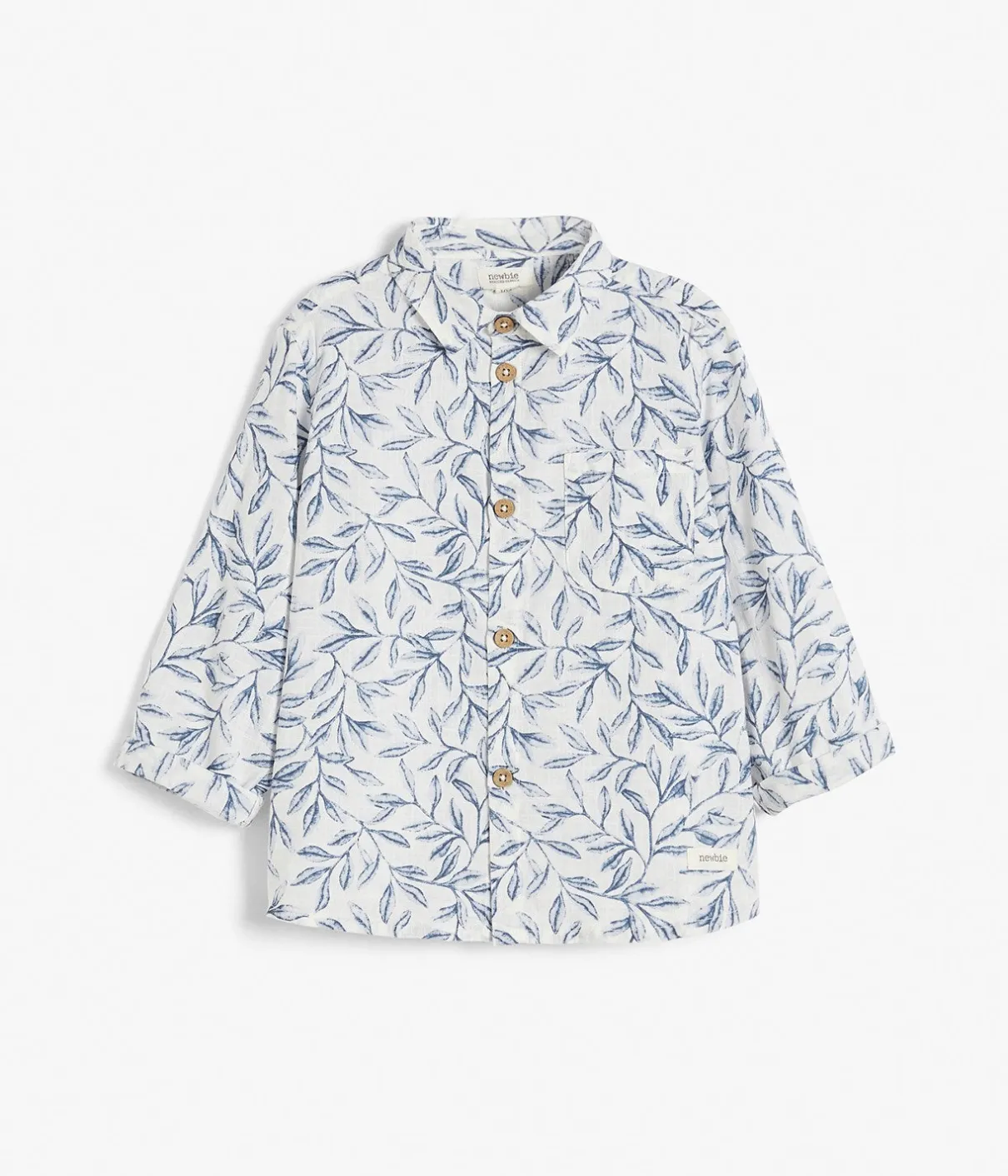 Baby & kids white blue-leafs shirt