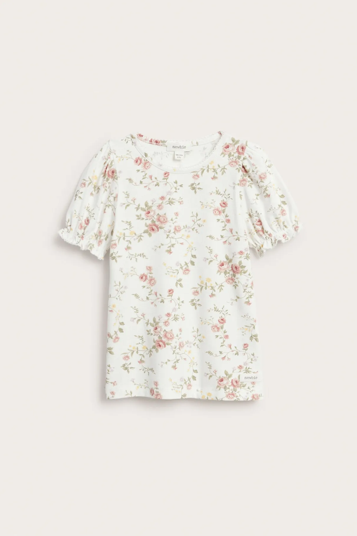Baby & kids white floral puff‑sleeve top
