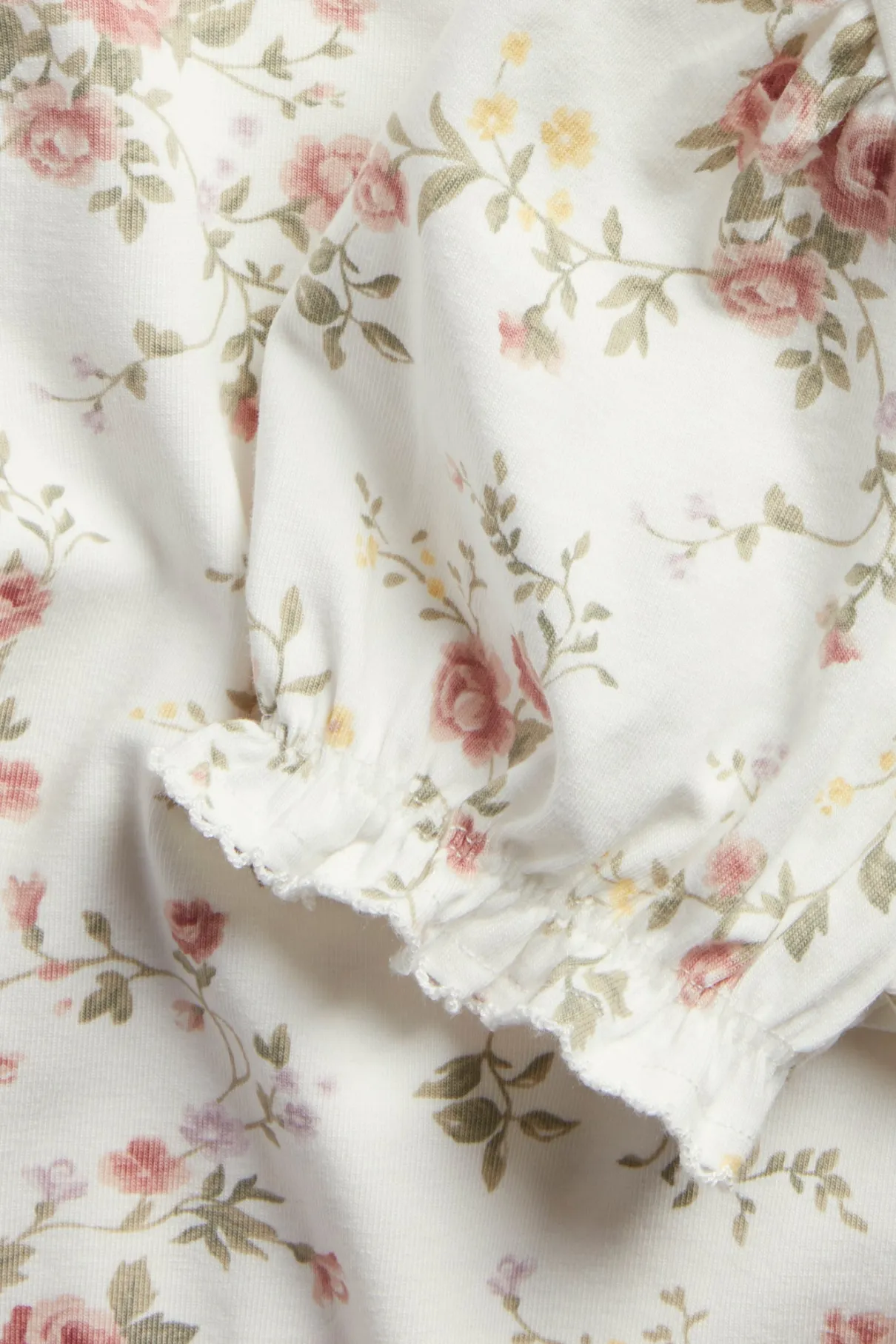 Baby & kids white floral puff‑sleeve top