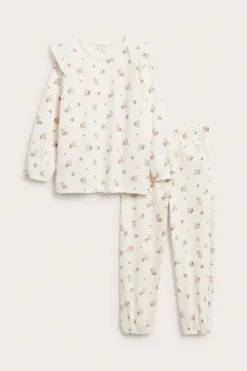 Baby & kids' white floral pyjamas with teddy bears