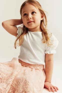 Baby & kids white short‑sleeve puff top