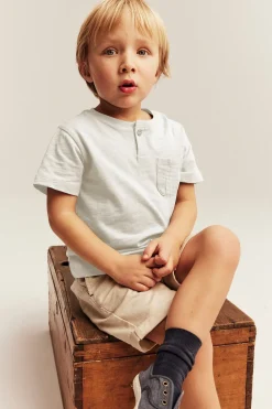 Baby & kids’ white T-shirt in slub jersey with pocket