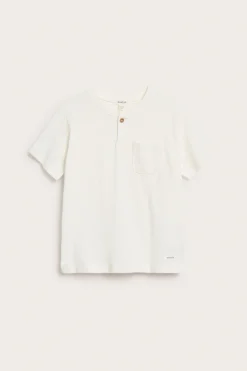 Baby & kids’ white T-shirt in slub jersey with pocket