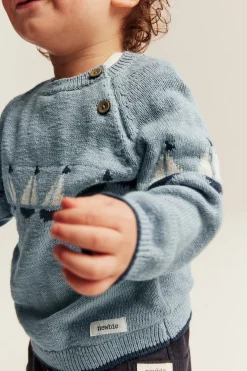 Baby knitted sweater with sailboats