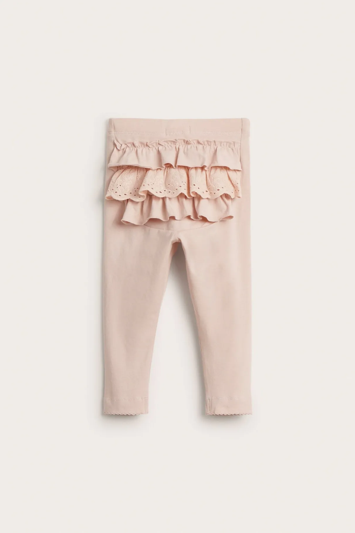 Baby light pink leggings with ruffles