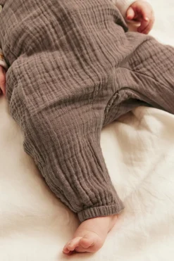 Baby muslin dungarees with teddy bear