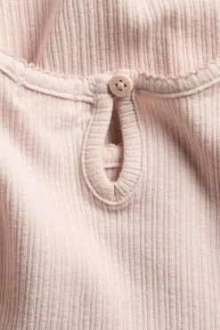 Baby pink bodysuit with short puff sleeves