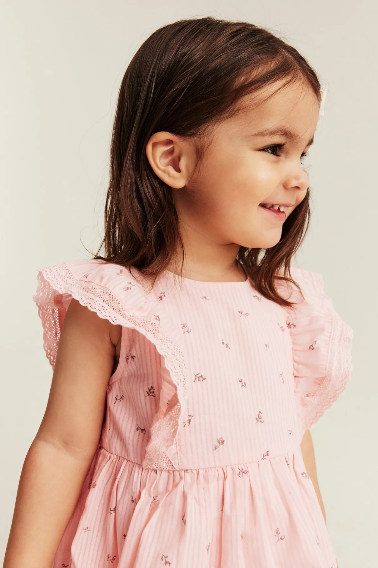 Baby pink floral dress with frill