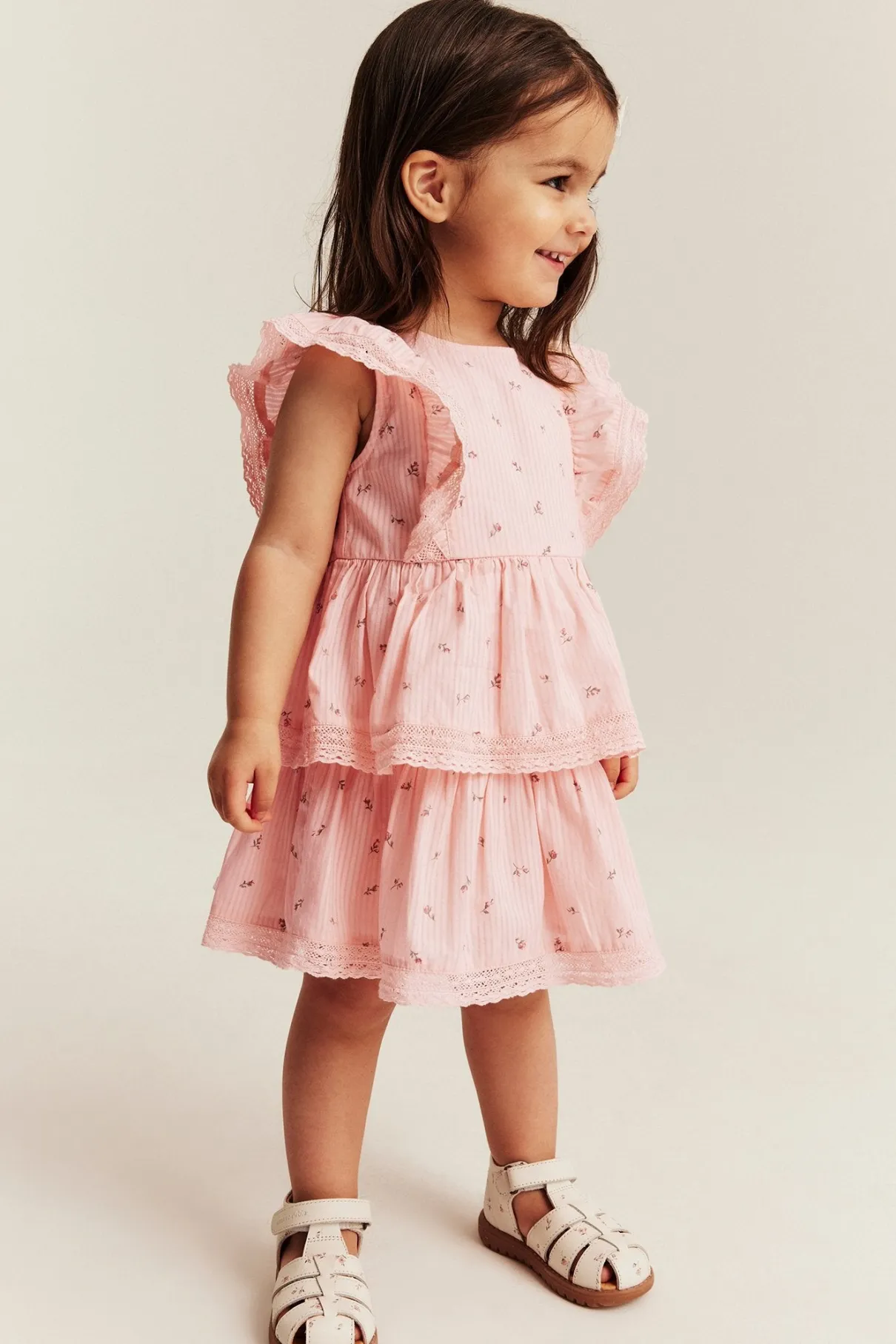 Baby pink floral dress with frill