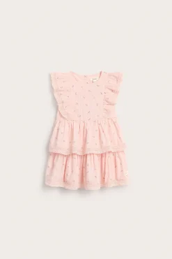 Baby pink floral dress with frill
