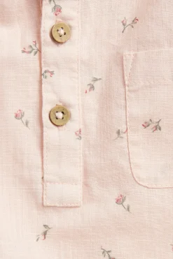 Baby pink floral short sleeve shirt