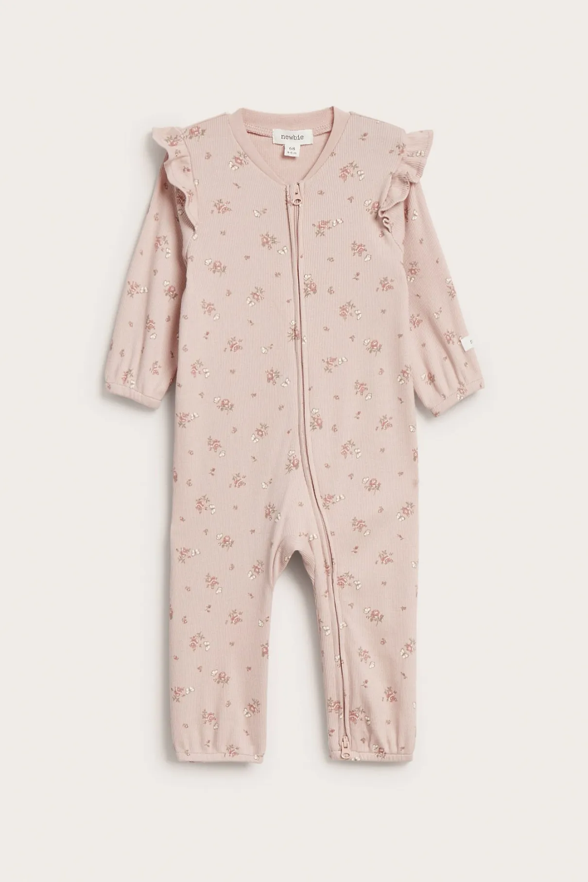 Baby pink floral sleepsuit with butterflies