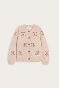 Baby pink floral wool cardigan