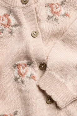 Baby pink floral wool cardigan