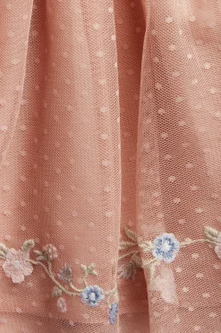 Baby pink mesh dress with ruffles