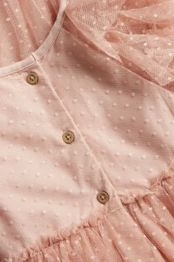 Baby pink mesh dress with ruffles