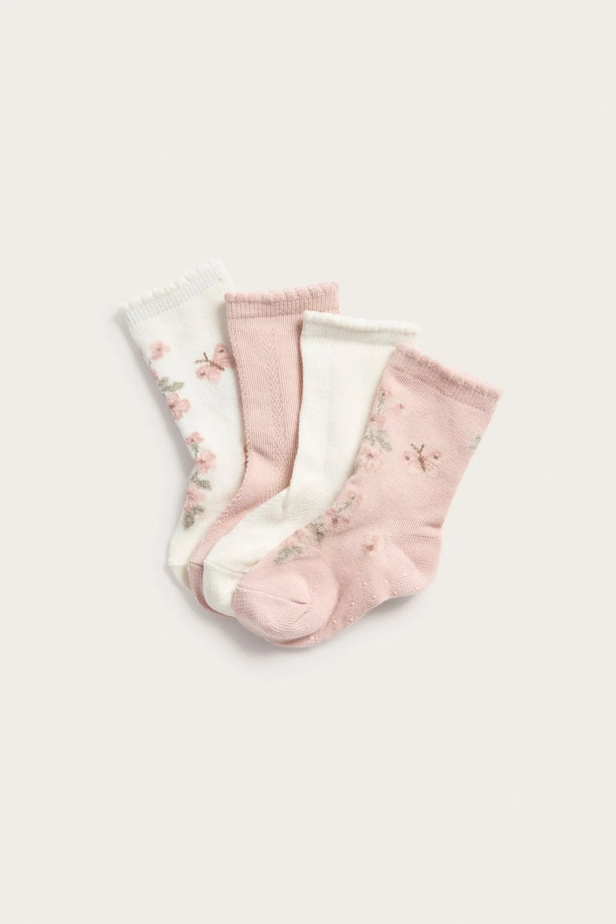 Baby pink patterned socks (4-pack)