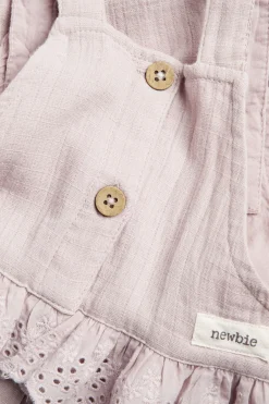 Baby purple dungarees with lace frill