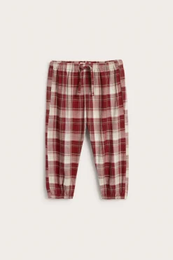 Baby red checked woven trousers