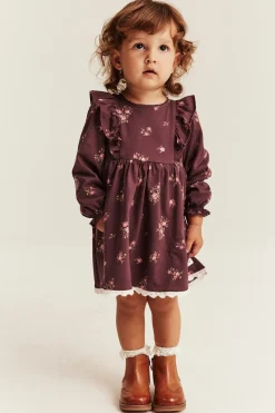 Baby red floral frilled dress