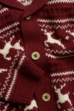 Baby red jacquard knitted cardigan