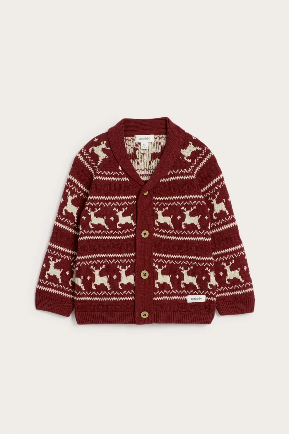Baby red jacquard knitted cardigan