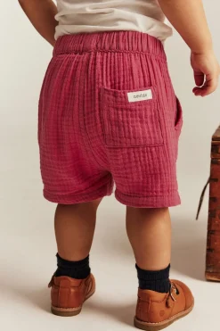 Baby red muslin shorts