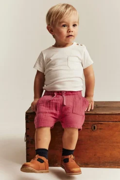 Baby red muslin shorts