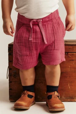 Baby red muslin shorts