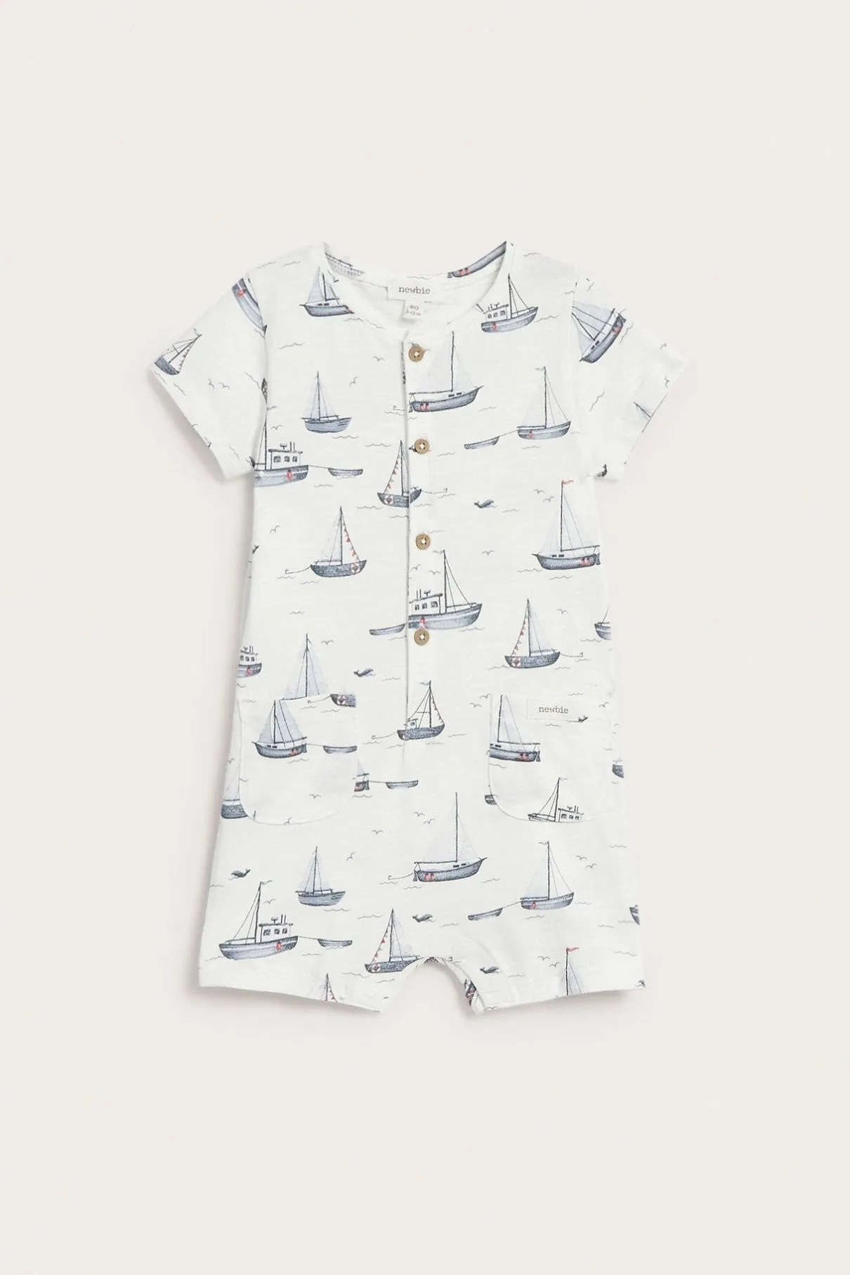 Baby sailing-themed romper in slub tricot