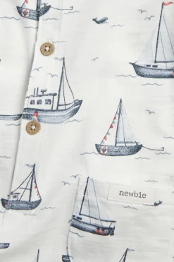 Baby sailing-themed romper in slub tricot