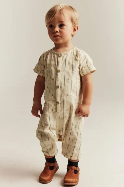 Baby short-sleeved jumpsuit with sailboats