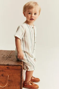 Baby striped short-sleeved romper
