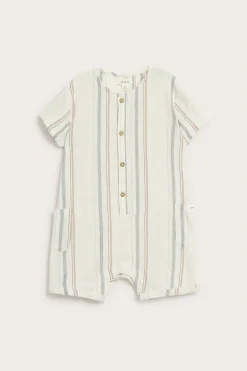 Baby striped short-sleeved romper