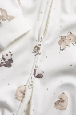 Baby white animal patterned sleepsuit