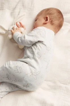 Baby white animal 2-way zip sleepsuit