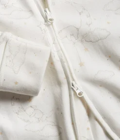 Baby white animal 2-way zip sleepsuit