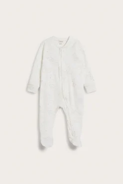 Baby white animal 2-way zip sleepsuit
