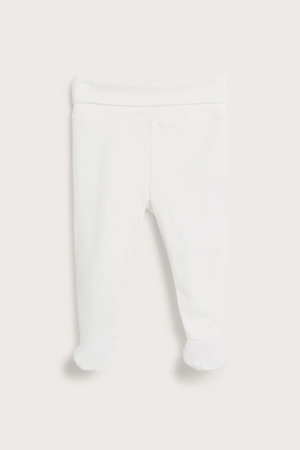 Baby white basic leggings with feet