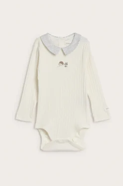 Baby white bodysuit with hedgehog print