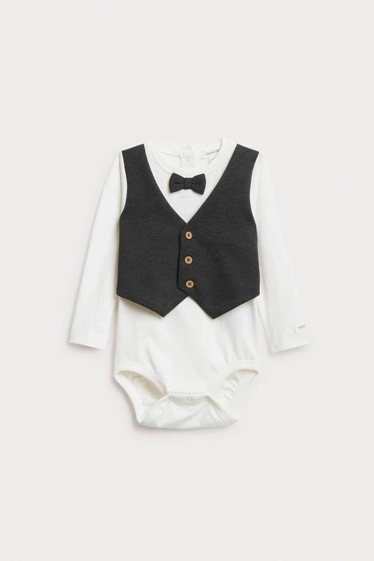 Baby white bodysuit with waistcoat