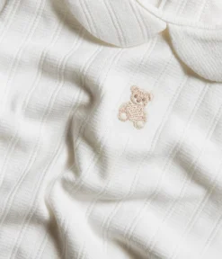 Baby white collar teddy embroidery bodysuit