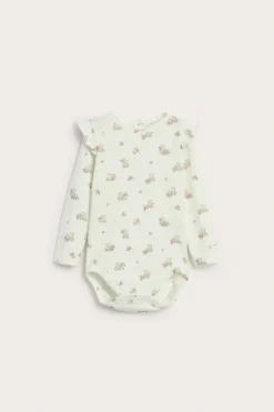 Baby white floral bear bodysuit