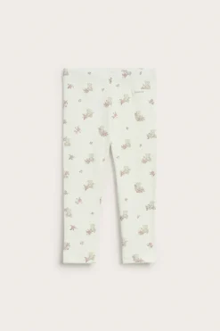 Baby white floral bear leggings